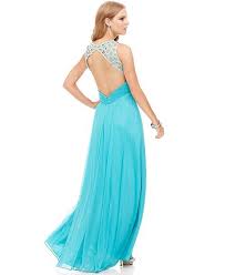 Betsy And Adam Dress Sleeveless Beaded Pleated Open Back Gown Juniors Prom Dresses Macys Backless Dress Formal Junior Prom Dresses Prom Dresses