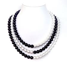 Black And White Pearl Rings Silver Sale Black And White Pearl Necklace 3 Strands Silver Bar Etsy Necklace Designs Beaded Jewelry Bead Jewellery