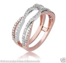 14k Rose And White Gold Split Shank Solitaire Enhancer Diamonds Ring Guard Wrap White Diamond Ring Ring Enhancer Wedding Ring Enhancers