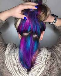 Wine Purple And Blue Hidden Under Hair Color Underneath Under Hair Dye Under Hair Color