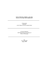Hanya Holm In America 1931 1936 Dance Culture And Community A Dissertation Submitted To The Temple University Graduate Boar