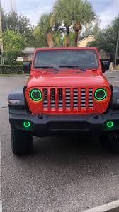 Jeep Jl Green Halo Angel Eyes Jeep Wrangler Cafe Racer Headlight Led Headlights