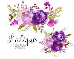 Purple Watercolor Flowers Clipart Set Wedding Floral Bouquets Etsy In 2020 Watercolor Flowers Floral Bouquets Wedding Wall Painting Flowers