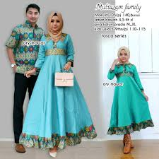 Batik Sarimbit Terbaru 2018 Multazam Family Couple Untuk Keluarga Warna Tosca Batik Kerudung Model