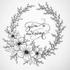 Vicsuen Dessin Floral Caligraphie Couronne Dessin