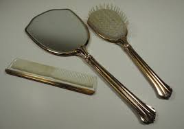 Set, baby gift, baby shower, registry gift, newborns and toddlers, unisex design for both baby girls and boys. Circa 1950s Vanity Set Vintage Brush Set Home Living Bathroom Safarni Org