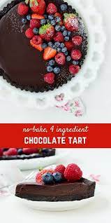 Chocolate Tart Recipe No Bake 4 Ingredients With Video Recipe Chocolate Tarts Recipe Fancy Desserts Recipes Chocolate Tart