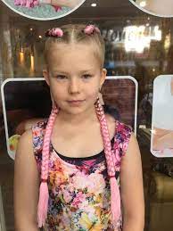 Leaving her hair free from braiding, create a big bow from her hair. Hair Braiding For Kids In Patong Golden Touch Massage Beauty Salon 2