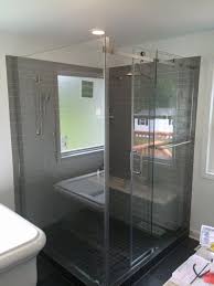 Alumax Model Pl70 Frameless Sliding Glass Shower Enclosure With Brushed Nickel Hardware And Through Glass Towel Bar
