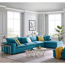Modern Contemporary Urban Design Living Room Lounge Club Lobby Sectional Sofa Set Fabric Aqua Blue Walmart Com In 2021 Living Room Turquoise Sofa Set Aqua Living Room