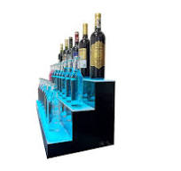 Home Bar Bottle Showcase Lighted 36" 3-Tier LED Lighted Shelves -  Illuminated Display For Liquor Bottles, Perfume, Or Collectibles (Black) 36  Inch 3 ...