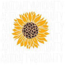 Leopard Sunflower Svg Png Sublimation Digital Download Vector Art Cricut Silhouette Vector Art Stencil Patterns Templates Sunflower Drawing