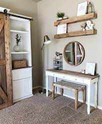 farmhouse fanatics on instagram double tap if you re diggin this rustic makeup vanity home decor cream gloss floating shelves