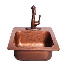 It is true that the sink will develop a patina, but this usually entails a darkening of certain parts of the sink. Rcs Copper Drop In Bar Sink With Faucet Bbq Grill People