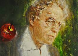 This is another favorite from the exhibition "Jamie Wyeth: Unsettled."  "Apples: Fifth in the Screen Door Sequence" portrays Jamie's grandfather  N.C. Wyeth. I enjoyed studying the technical aspects of this piece; the