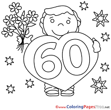 Cheers to 60 years banner, 60th birthday party, 60th anniversary, 60th birthday sign, 60th birthday decor, glitter banner, 60th party banner. 60 Years Bouquet Children Happy Birthday Colouring Page