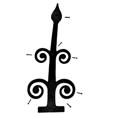 A portion of a wrought iron strap hinge likely associated with a cabinet or some other piece of furniture. Renovators Supply Iron Strap Hinges Heavy Duty Decorative Kitchen Cabinet Hinges 16 Inch