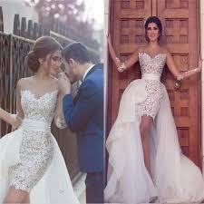 Sweetheart Long Sleeve Wedding Dress With Detachable Train Latest Short Lace Bridal Gown Pd0226 Detachable Train Wedding Dress Wedding Dress Train Lace Sweetheart Wedding Dress