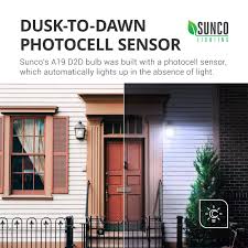 Sunco Lighting 10 Pack A19 Led Bulb With Dusk To Dawn 9w 60w 800 Lm 5000k Daylight Auto On Off Photocell Sensor Ul Amazon Com