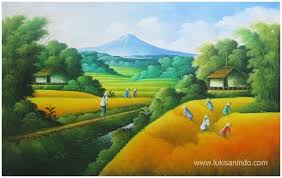 80 cm x 60 cm tekstur : 7 Padi Ideas Padi Landscape Paintings Beauty Paintings