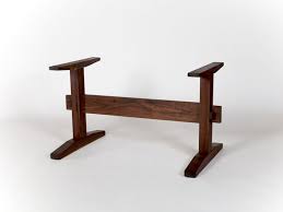 The Making Of A Trestle Base Glass Top Table Wood Pedestal Table Base Custom Wood Furniture