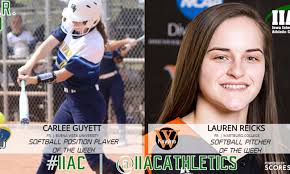 Buena Vista's Guyett, Wartburg's Reicks Named Softball Players of the Week 