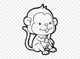 Download Chimp Drawing Outline Clipart Freeuse Download Monkey With Banana Drawing Free Transparent Png Clipart Images Download