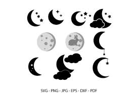 Download Moon Star Silhouette Half Moon Svg Graphic By Redcreations Creative Fabrica