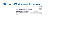 The following pages are student worksheets followed by teacher answer keys:. The Process Of Cell Division Learning Objectives Describe The Role Of Chromosomes In Cell Division Name The Main Events Of The Cell Cycle Describe Ppt Download
