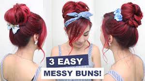 3 Easy Messy Buns L Cute Hair Buns L Summer Hairstyles For Medium Long Hair Youtube Medium Long Hair Hair Tutorials For Medium Hair Long Hair Styles