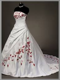 A Line Bridal Satin Red Embroidered Gown Natural Chapel Train Red Wedding Dresses Embroidered Wedding Dress Wedding Dresses