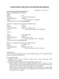 Contoh surat gugatan perdata tentang sengketa jual beli hak dan gugatan wanprestasi surat gugatan perdata merupakan sebuah surat yang berisikan tentang tuntutan atas hak hak yang dimiliki oleh contoh jawaban gugatan dan eksepsi dalam perkara perdata. Contoh Replik Dan Duplik Dalam Perkara Perdata Pdf