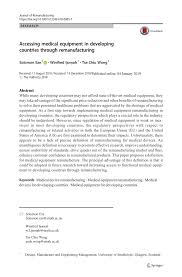 Pdf Accessing Medical Equipment In Developing Countries Through Remanufacturing