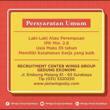 Lowongan kerja glico wings jember. Alamat Email Pt Wings Surya Surabaya