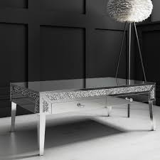 Coffee tables, end tables & more. Mirrored Coffee Table With Drawers Crystal Finish Jade Boutique Furniture123