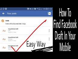 Saving as a draft is simple, but finding the option where the publications are located is the complicated thing, what we must do to know how to save as a draft on facebook and then go to drafts on facebook is How To Find Facebook Draft Folder In Android Youtube