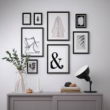 Knoppang إطار مع صورة طقم من 8 أشياء بالأسود والأبيض Ikea