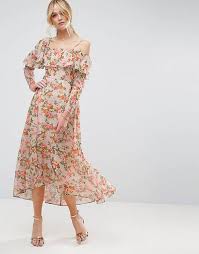 Asos Maxi Dress With Ruffle In Floral Print Vestidos Looks Look