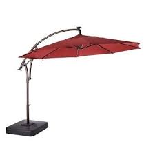 Hampton Bay 11 Ft Aluminum Cantilever Solar Led Offset Outdoor Patio Umbrella In Putty Tan Yjaf052 Pu The Home Depot In 2021 Offset Patio Umbrella Patio Umbrella Cantilever Patio Umbrella
