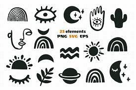 Download Boho Moon Svg Rainbow Svg Files For Cricut Mystery Symbols Etsy Rainbow Clipart Boho Moon Boho Elements