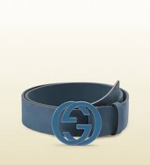Gucci Sky Blue Leather Belt With Interlocking G Buckle For Men Lyst