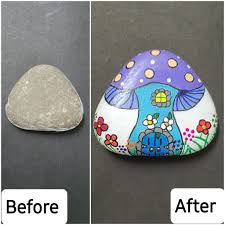 The Mushroom House Stone Painting Have fun colouring our mushroom house colouring page and many more colouring pages, by following. the mushroom house stone painting