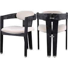 Black and cream upholstered dining chairs. Meridian Furniture Vantage Cream Velvet Upholstered Dining Chair 852cream C