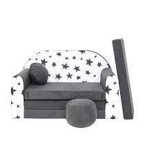 Rating 4.200351 out of 5. Childrens Sofa Bed Type W Fold Out Sofa Foam Bed For Children Free Pillow And Pouffe Gray With Stars