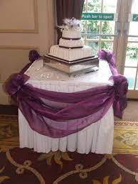 Cake Table Swagging Purple Wedding Flowers Petal Confetti Wedding Flowers