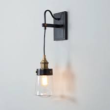 Retro Glass Corded Sconce Corded Sconce Glass Shade Pendant Light Brass Wall Light