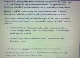 The word résumé comes from the french word résumé, which. The Purpose Of This Assignment Is To Create A Resume Chegg Com