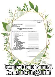 Surat ini memiliki fungsi untuk mendaftarkan pernikahan antara kamu dan pasangan di daerah tempat kalian menikah. Download Contoh Surat Na Format Doc Tinggal Edit Bisa Ms Office