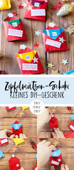 Schokoladen Zipfelmutzen Kleine Aufmerksamkeit Kleines Diy Geschenk Selbstgemachte Geschenke Weihnacht Kleine Geschenke Geschenke Weihnachten Geschenke