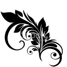 Black and white abstract floral art. Black And White Abstract Flower Leaves Illustration Clipart Image